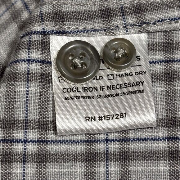 Mizzen + Main Performance Classic Button Shirt Mens XXL Gray Plaid - Picture 9 of 11
